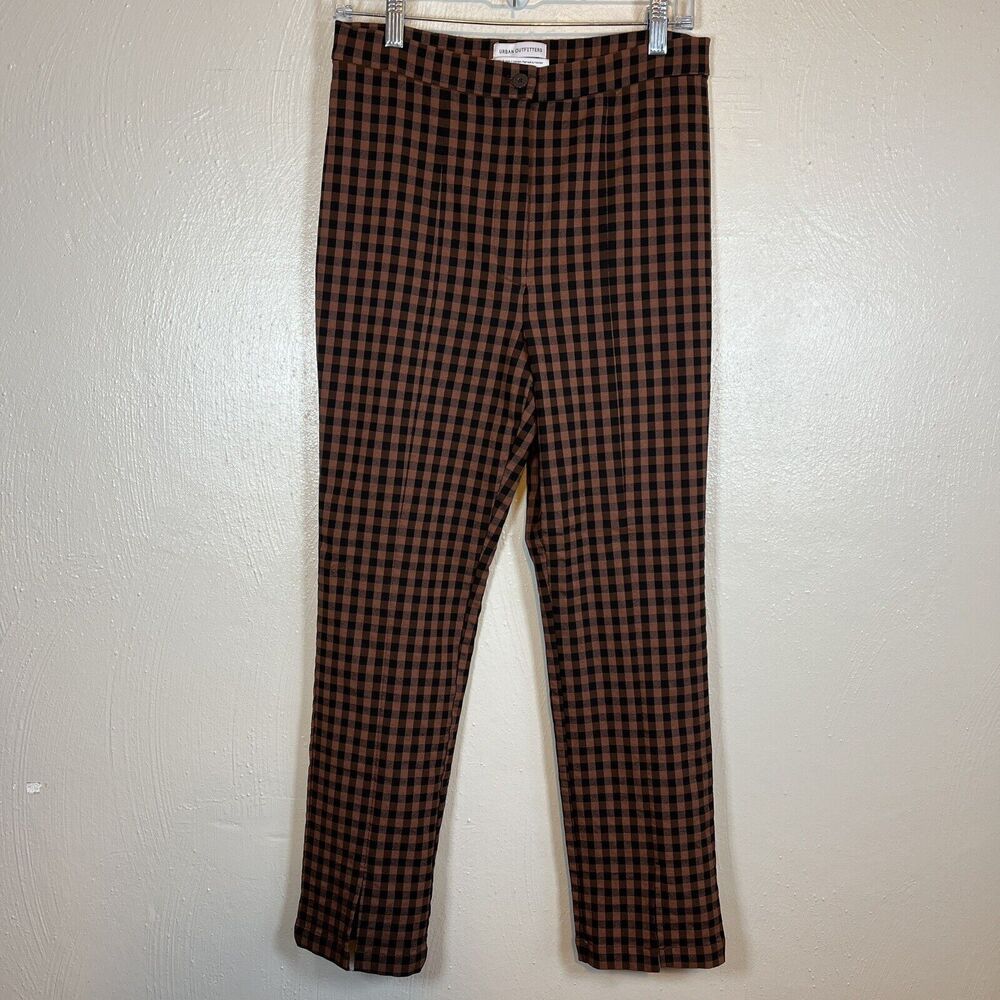 Urban Outfitters Brown Black Tessa Plaid Notched Pants Size 10